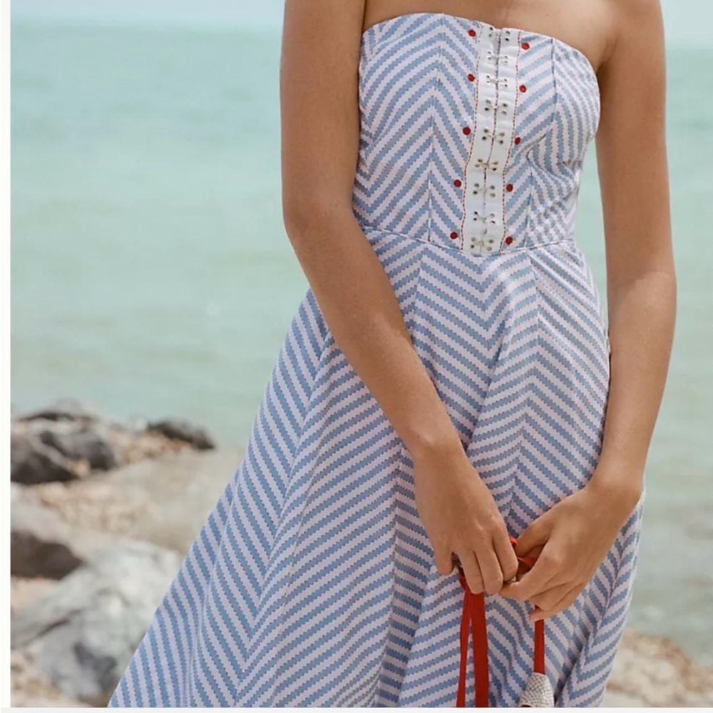 Maeve by Anthropologie Strapless Chevron Dress